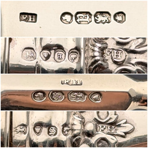 1853年 英国アンティーク 総純銀製 デザートカトラリー6ペア 計537g Francis Higgins II 木箱入り