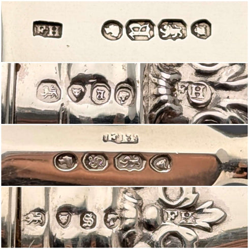1853年 英国アンティーク 総純銀製 デザートカトラリー6ペア 計537g Francis Higgins II 木箱入り