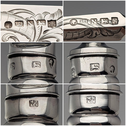 1856 British antique pure silver serving cutlery pair, total weight 174g, Martin Hall