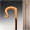 Vintage large curved handle hazel shaft shepherd's walking stick, 132cm