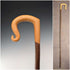 Vintage large curved handle hazel shaft shepherd's walking stick, 132cm