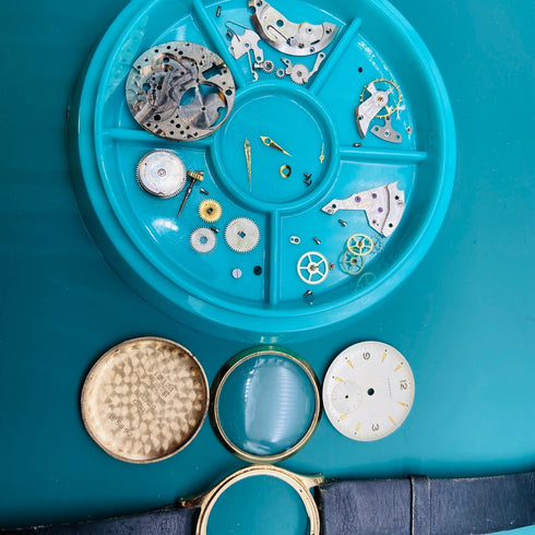 1958 年英國 Garrard K9 純金丹尼森錶殼男錶帶盒翻新