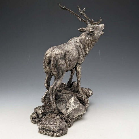 純銀張り彫刻 特大 牡鹿 オブジェ 900g 高さ20cm 英国 カントリーアーティスト社