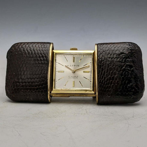British vintage good operation Mappin & Webb Perth watch mechanical 17 stone leather case