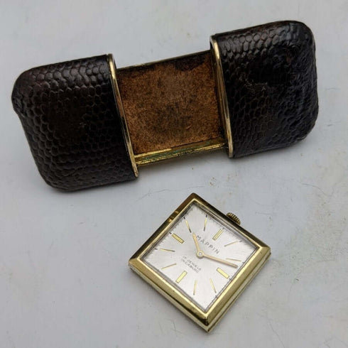 British vintage good operation Mappin & Webb Perth watch mechanical 17 stone leather case