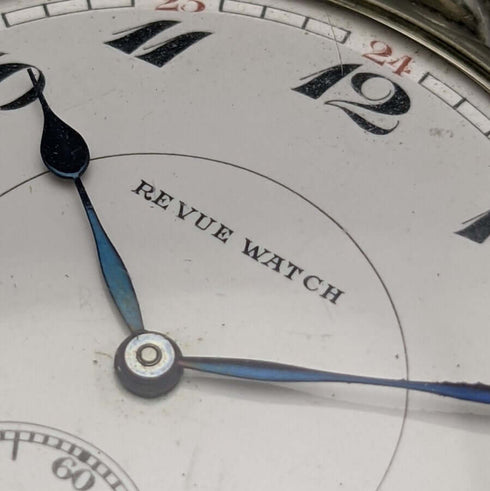 1899年頃 英国アンティーク ハート形純銀製懐中時計ホルダ REVUE懐中時計付き