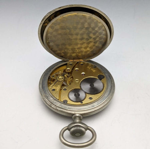 1899年頃 英国アンティーク ハート形純銀製懐中時計ホルダ REVUE懐中時計付き