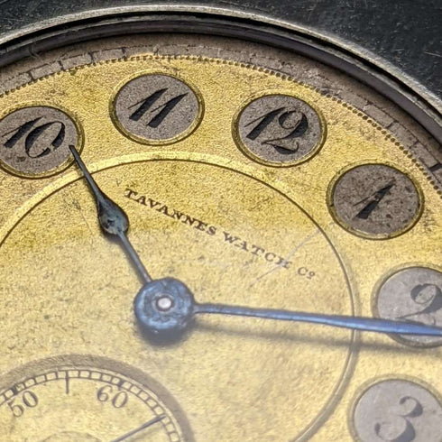 アンティーク 動作良好(時刻合わせ不可) タバン 彫刻ケース 懐中時計