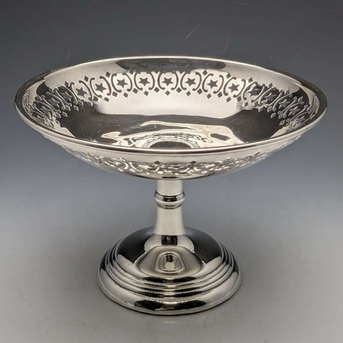 Compotera (taza) de plata esterlina (925) antigua inglesa de 1909, 15 cm de diámetro, 191 g, West & Son