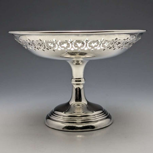 Compotera (taza) de plata esterlina (925) antigua inglesa de 1909, 15 cm de diámetro, 191 g, West & Son