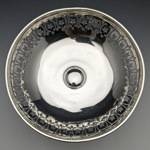 Compotera (taza) de plata esterlina (925) antigua inglesa de 1909, 15 cm de diámetro, 191 g, West & Son