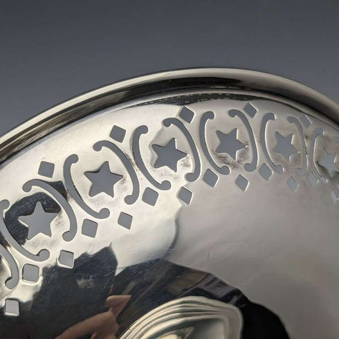 Compotera (taza) de plata esterlina (925) antigua inglesa de 1909, 15 cm de diámetro, 191 g, West & Son