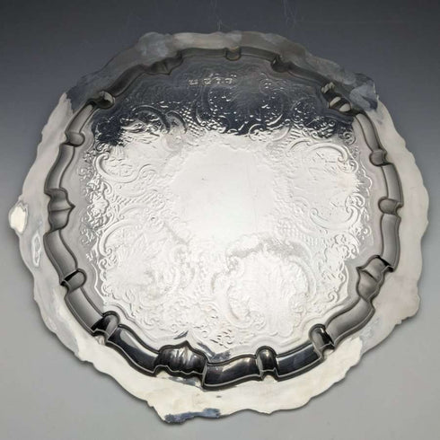 1898 British Antique Sterling Silver (925 Silver) Legless Salva Diameter 30cm 670g Henry Bourne