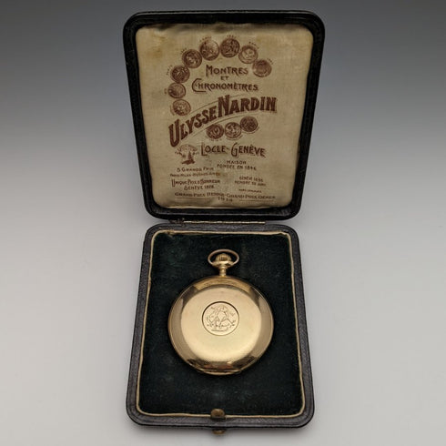 Around 1910 Antique Good operation Ulysse Nardin Pocket watch K18 Gold Hunter Diameter 54mm 121g