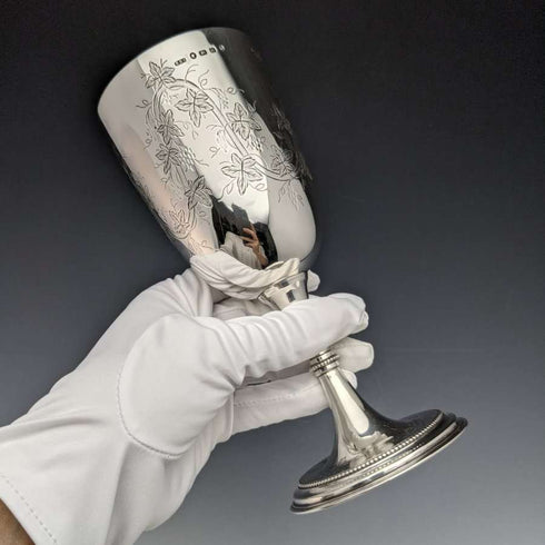 1878 British Antique Pure Silver (925 Silver) Large Goblet 178g Rolason Brothers