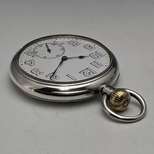 1918年 アンティーク 動作品 ゼニス 純銀ケース ミリタリースタイル 懐中時計