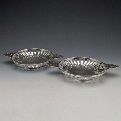 1901년 영국 앤티크 순은(925 실버) 봉봉 디쉬 페어 지름 90mm 조시아 윌리엄스