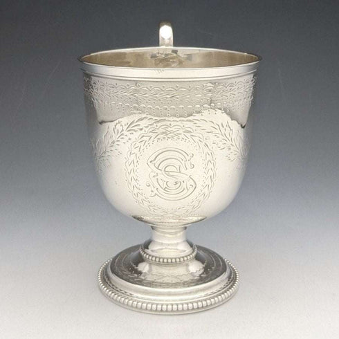 1862 British Antique Pure Silver (925 Silver) Mug 133g Henry Wilkinson