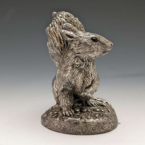 纯银电镀雕刻 松鼠摆件 263g 高8.5cm 英国Country Artists公司