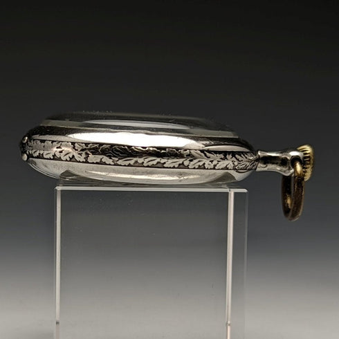 アンティーク スイス PRIVILEGE ボーリング彫刻 銀側 懐中時計 動作良好