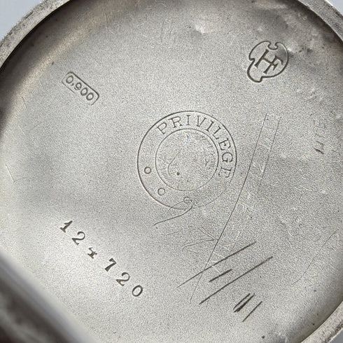 アンティーク スイス PRIVILEGE ボーリング彫刻 銀側 懐中時計 動作良好