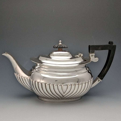 Tetera de plata de ley (925) antigua inglesa de 1906, 394 g, Barker Brothers