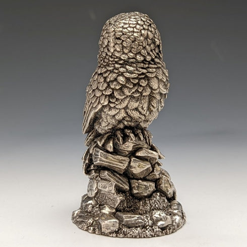 純銀張り彫刻 フクロウ オブジェ 109g 高さ7.5cm 英国 カントリーアーティスト社