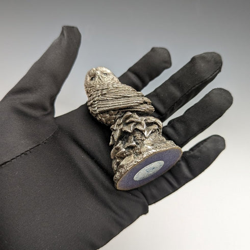 純銀張り彫刻 フクロウ オブジェ 109g 高さ7.5cm 英国 カントリーアーティスト社