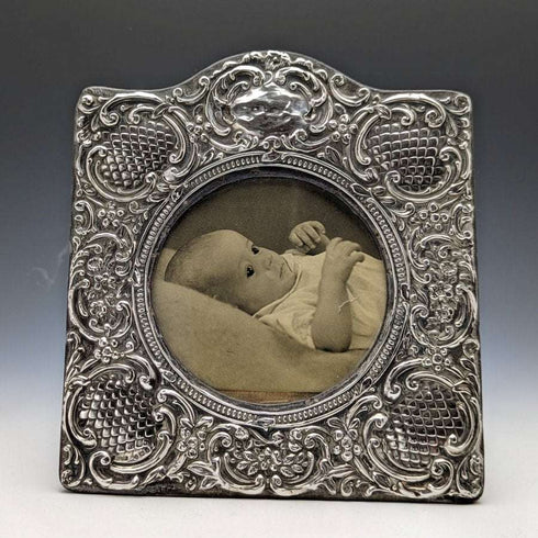 Marco de fotos/retrato de plata de ley (925) antiguo, Reino Unido, 1906, SAMUEL M LEVI