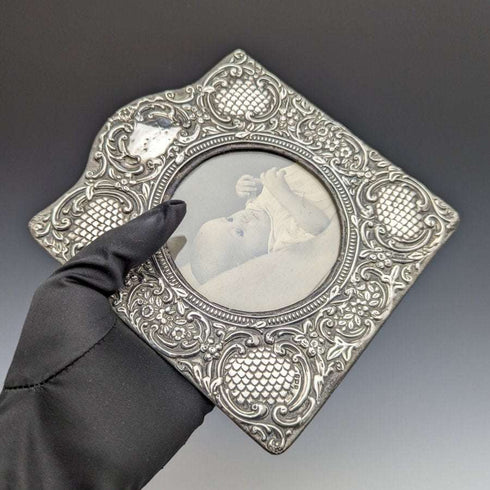 Marco de fotos/retrato de plata de ley (925) antiguo, Reino Unido, 1906, SAMUEL M LEVI