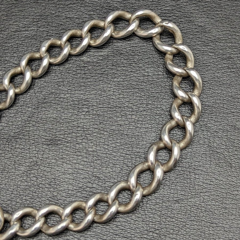 Around 1900 British Antique Pure Silver (925 Silver) Albert Chain Extra Thick 73g Pure Silver Double Sided Fob