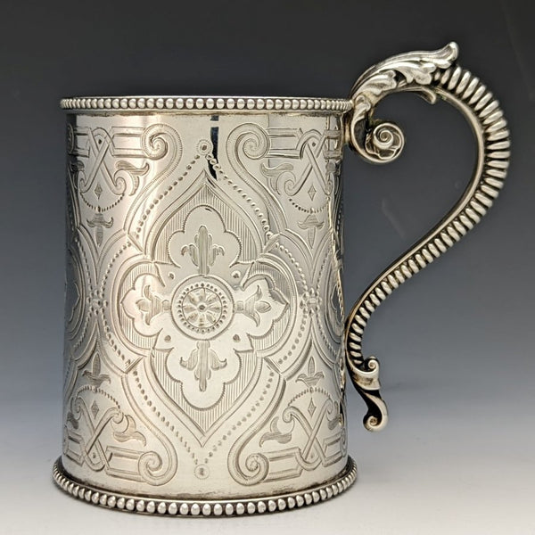 1864 British Antique Pure Silver (925 Silver) Mug Cup 154g Robert Harper