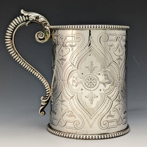 1864 British Antique Pure Silver (925 Silver) Mug Cup 154g Robert Harper