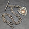 Around 1920 British Antique Pure Silver (925 Silver) Double Albert Chain 52g Pure Silver Emblem Fob