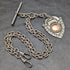 Around 1920 British Antique Pure Silver (925 Silver) Double Albert Chain 52g Pure Silver Emblem Fob