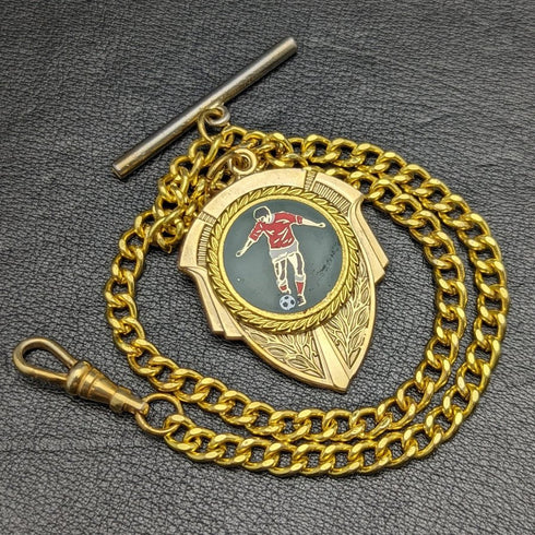 英國鍍金 Albert 鏈 43 克足球獎牌錶鍊