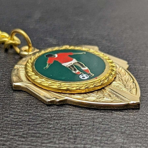 UK Gold Plated Albert Chain 43g Soccer Medal Fob