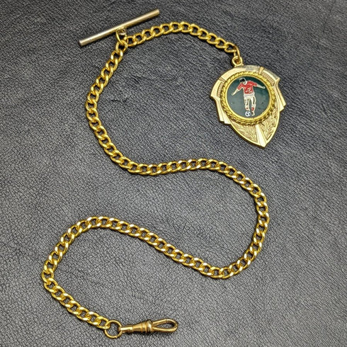 英國鍍金 Albert 鏈 43 克足球獎牌錶鍊