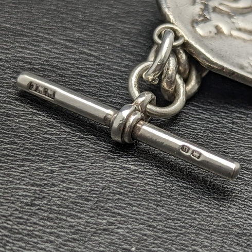 1900 年左右英國古董純銀(925 銀)Albert Chain 62 克羅馬銀 Fob