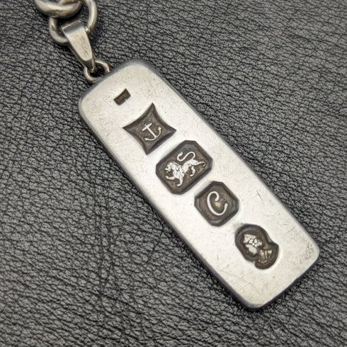 1900年頃 英国アンティーク 純銀(925シルバー)極太アルバートチェーン 75g 純銀インゴットフォブ