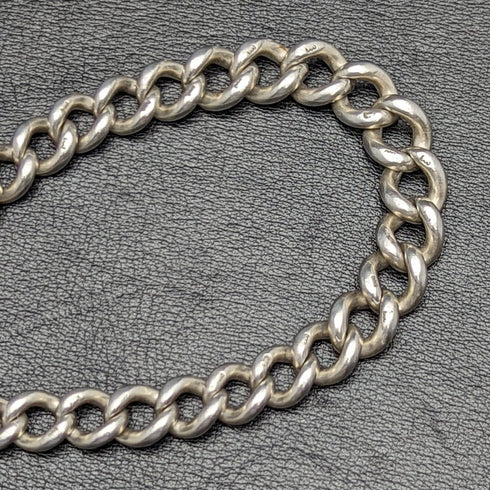 1900年頃 英国アンティーク 純銀(925シルバー)極太アルバートチェーン 75g 純銀インゴットフォブ