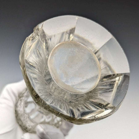 Jarrón de cristal tallado con decoración de plata de ley, antiguedad británica de 1910, 383 g, C C May & Sons