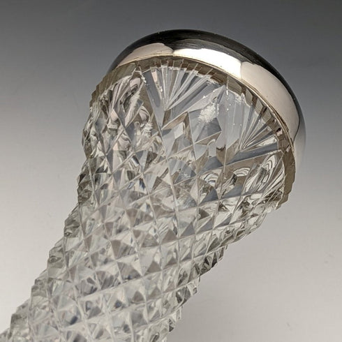 1901 British antique pure silver decorated cut glass vase 598g GE Walton & Co