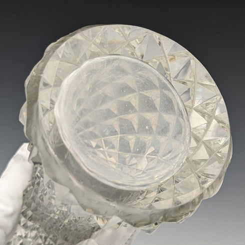 1901 British antique pure silver decorated cut glass vase 598g GE Walton & Co