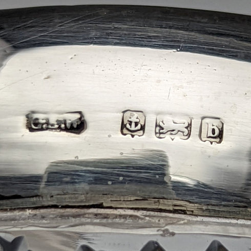1901年 英国古董 纯银装饰切工玻璃花瓶 598g GE Walton & Co