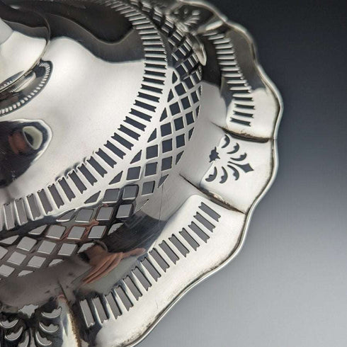Frutero / compotera vintage de plata de ley (925) británica, 1938, diámetro 26 cm, 470 g, Joseph Gloster Ltd