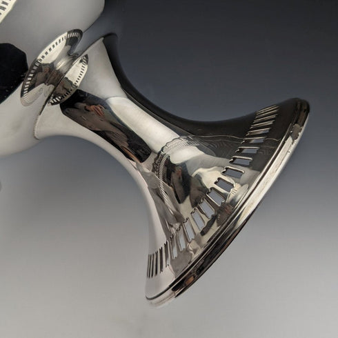 1938 British Vintage Pure Silver (925 Silver) Fruit Bowl Compote Diameter 26cm 470g Joseph Gloster Ltd