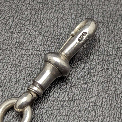 1920s British Antique Extra Thick Pure Silver (925 Silver) Albert Chain 75g Medal Fob