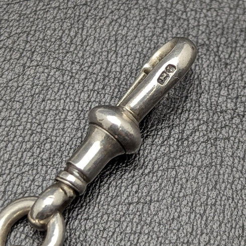 1920年代 英国アンティーク 極太 純銀(925シルバー)アルバートチェーン 75g メダルフォブ