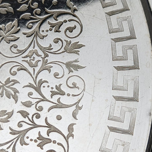 1863 British Antique Pure Silver (925 Silver) Salva Diameter 21cm 350g Hawkesworth Eyre